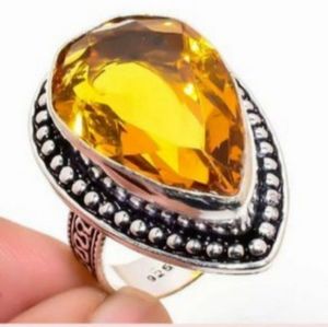Golden Citrine Ring size 7_Sterling Silver